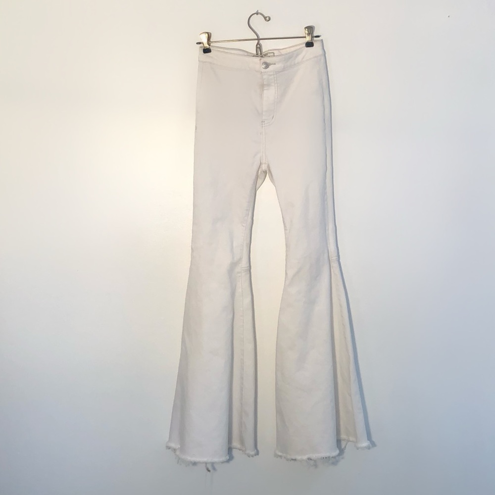 Free People White Jean Bellbottoms